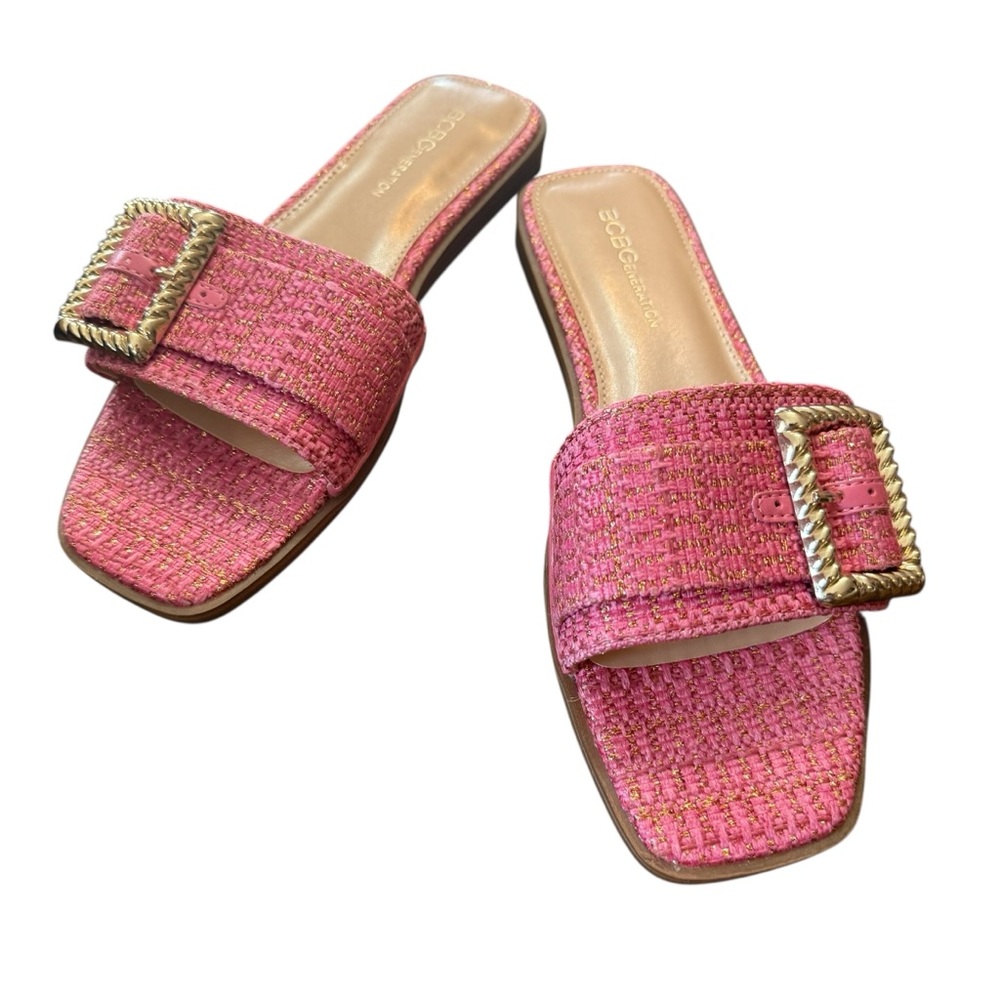 BCBGeneration Mollie Fuchsia Gold Sandal Size 7